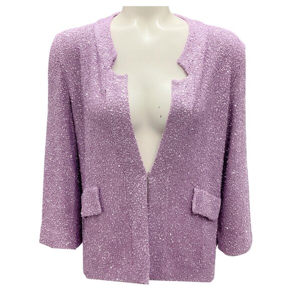 Amina Rubinacci Lilac Sequined Silk Knit Cardigan Sweater - Picture 1 of 6